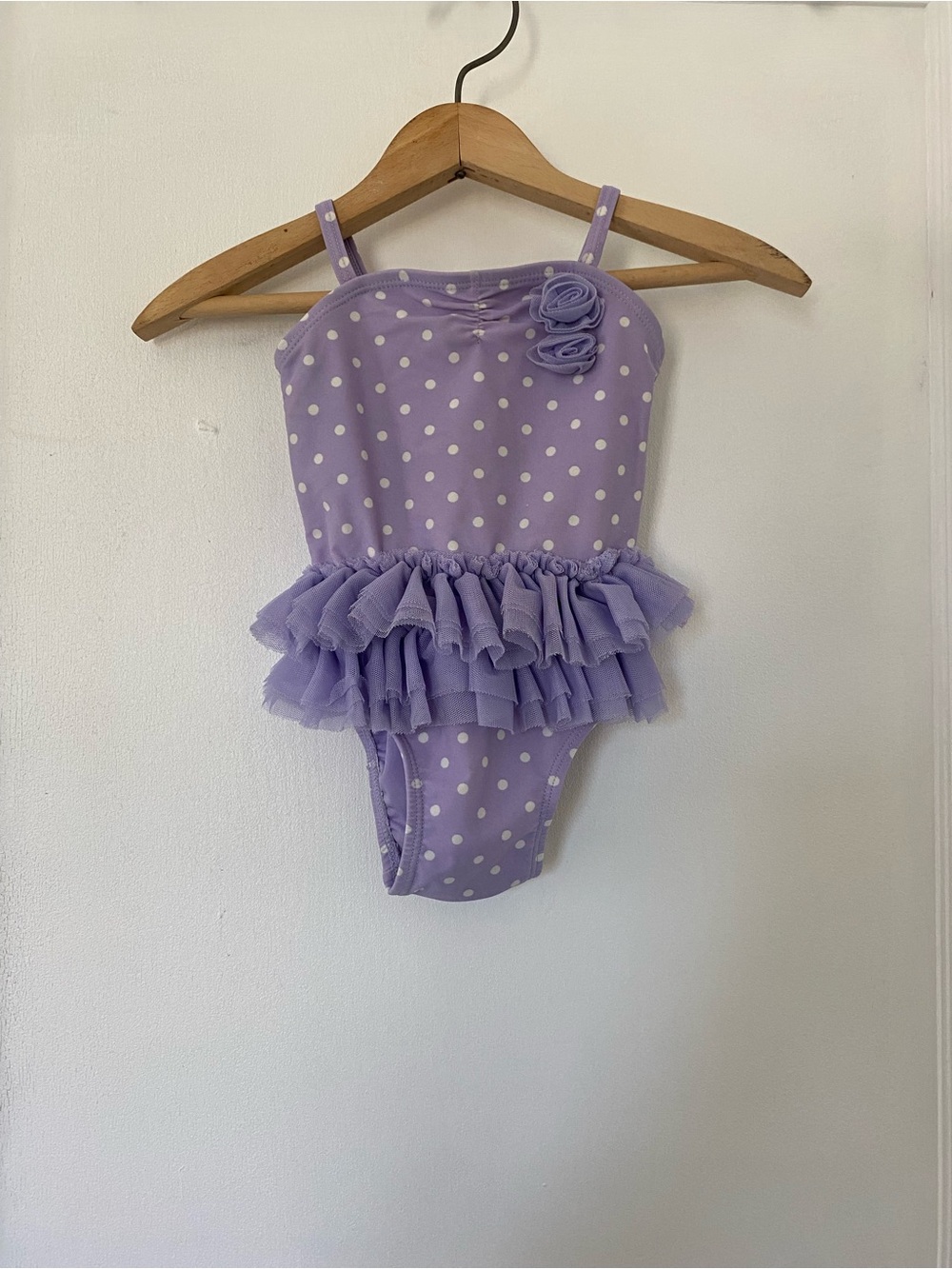 Lilac Polka Dot Ruffle One-Piece Swimsuit